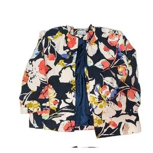 Alfred Dunner Floral Open Blazer Jacket Size 8 Petite, Dunner Stunner, Preppy